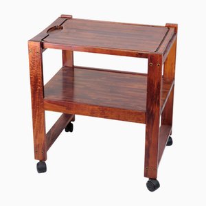 Carrello bar in legno scuro con tagliere rimovibile, anni '80