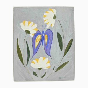 Claude Deschamps, Fiori e farfalle, anni '70, Olio