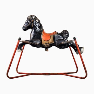 Vintage Painted Tin Plate Rocking Horse from Mobo, 1960s