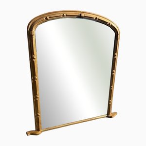 Large English Arched Top Gilt Overmantle Mirror