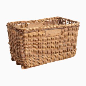 Panier à Linge Vintage en Osier, France, 1940s