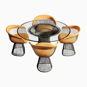 Tavolo da pranzo vintage in metallo di Warren Platner per Knoll, anni '60, set di 5