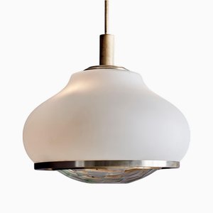 Hängelampe aus opakem Glas von Pia Guidetti Crippa für Lumi Milano, 1960er
