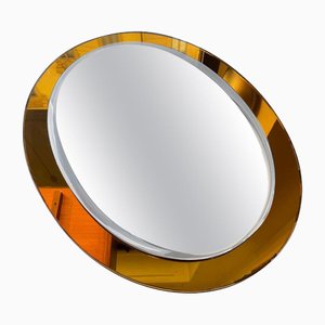 Miroir Mural avec Bordure en Verre Ambré, 1950s