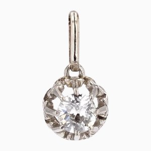 Vintage Art Deco 18 Karat White Gold Pendant with Diamond, 1920s