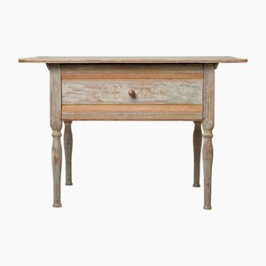 Swedish Folk Art Side Table with Large Drawer