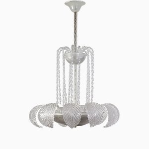 Art Deco Ninfea Murano Glass Chandelier from Barovier, Italy, 1940s