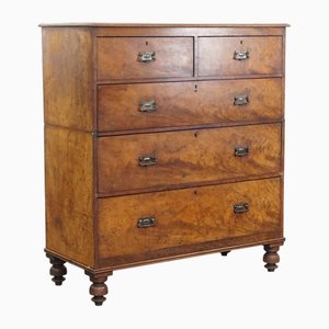 Cajonera doble inglesa antigua grande de 5 cajones, de principios del siglo XIX