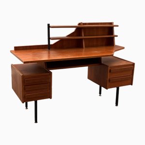 Teak and Iron Desk with Brass Feet