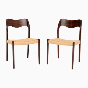 Vintage Danish Model 71 Chairs by Niels Moller, 1960, Set of 2