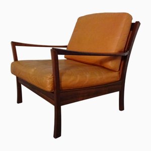 Rosewood and Leather Easy Chair, Denmark, 1960s