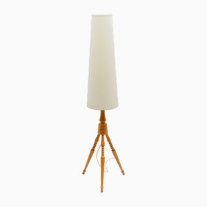 Moderne Mid-Century Dreibein Stehlampe aus Holz, 1960er