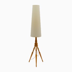 Moderne Mid-Century Dreibein Stehlampe aus Holz, 1960er