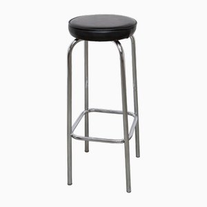 Vintage Chrome and Black Leatherette Stool, 1960s