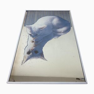 Vintage Cat Mirror with Metal Frame, 1980s