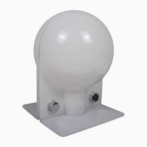 Italian Space Age Sirio Lamp in White Acrylic with Chrome Details by Sergio Brazzoli for Guzzini, 1970s