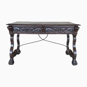 Antique Spanish Baroque Style Desk in Oak, 1890