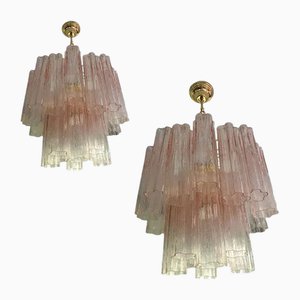 Lampadari Tronchi rosa in vetro di Murano di Simoeng, set di 2