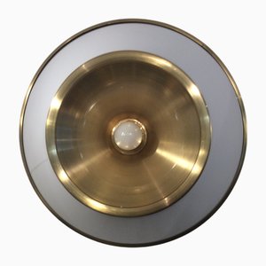 Vintage Ceiling Light in Glass and Brass by Luigi Caccia Dominioni, 1960s