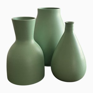 Vintage Aqua Green Vases, 1960s, Set of 3