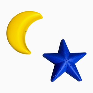 Lampade da parete vintage con stella e luna di Ikea, anni '80, set di 2