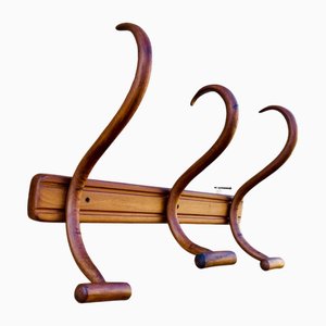 Wandmontierte Garderobe und Hutablage aus Bugholz von Japy Frères, 1920er