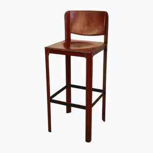High Stool in Leather and Metal by Matteo Grassi, 1970s