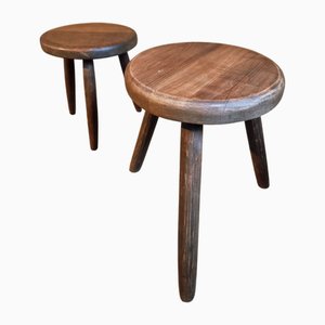 Vintage Beech Wood Stools, 1960s, Set of 2