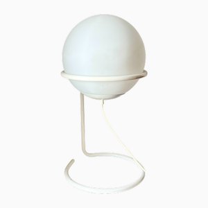 Lampada da tavolo minimalista postmoderna in vetro bianco attribuita a Glashütte Limburg, Germania, anni '70