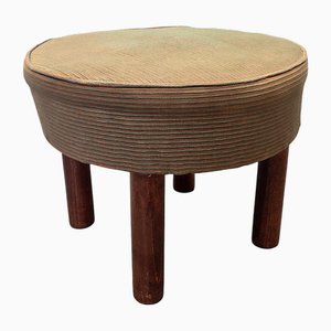 Ottomana vintage con rivestimento a coste, anni '70