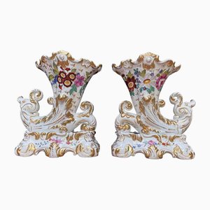 Cornucopia Vases in French Porcelain, 1800, Set of 2