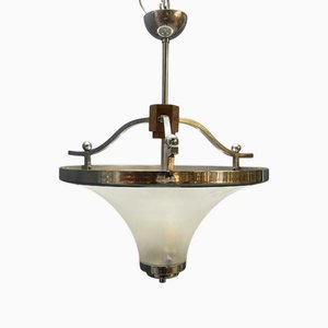 Art Deco Hängelampe aus Chrom & Muranoglas, 1950er