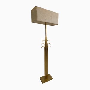 Lampadaire Palmier Mid-Century en Laiton et Verre Acrylique, 1980s