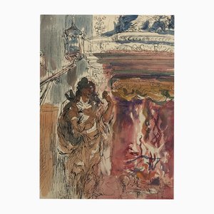 Eliane Diverly, Happy Hotel in Amboise, anni '60, Acquarello su carta