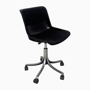 Italian Modern Black Office Chair by Osvaldo Borsano for Tecno, 1970s