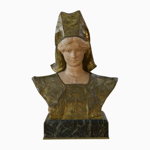 Busto in bronzo e ceramica di Henri Louis Levasseur, fine XIX secolo