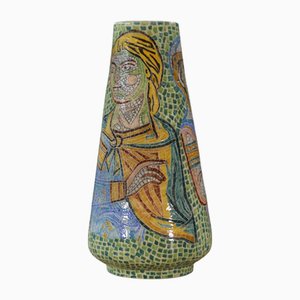 Italian Ceramic Mosaic Pattern Vase, 1960s