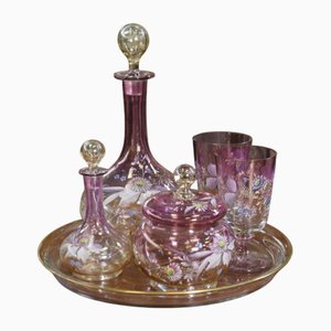 Pink Blown Glass Carafes and Glasses, 1950s, Set of 6