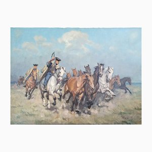 Janos Viski, Horse Driver in the Puszta, 1950s, Oil on Canvas