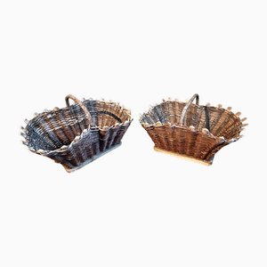 Vintage French Wicker Grape Harvest Baskets, 1930s, Set of 2