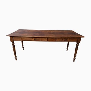 Louis Philippe Oak Farmhouse Table with Drawers, 19th Century
