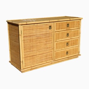 Rattan and Bamboo Buffet with Drawers from Dal Vera, Italy, 1960s