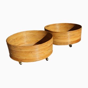 Italian Rattan Planters, 1960s, Set of 2