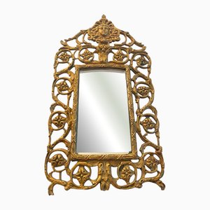 Vergoldeter Rokoko Wandspiegel aus Bronze, 19. Jh.