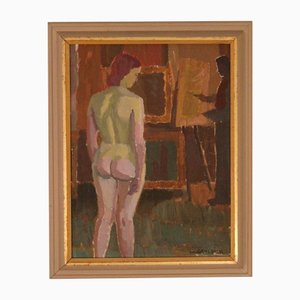 Lennart Örnebäck, Étude de Nu, 1960s, Huile sur Panneau, Encadré