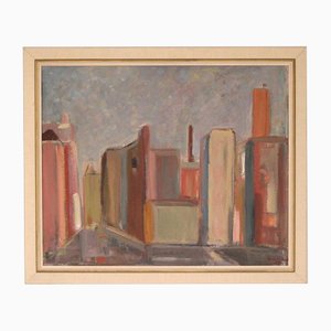 Ante Gerhard, City Motif, 1969, Olio su tela, con cornice
