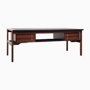 Mid-Century Danish Desk in Rosewood and Black Leather attributed to Arne Vodder for Sibast, 1960s