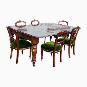 Victorian Mahogany Extending Dining Table and Chairs, Set of 7