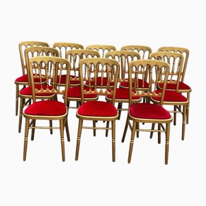 Louis Style Upholstered Gilt Wood Dining Chairs, Set of 12
