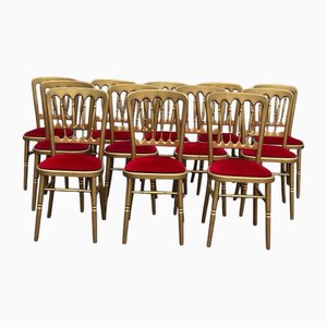 Louis Style Upholstered Gilt Wood Dining Chairs, Set of 12